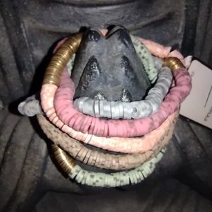 Yes set a five lovely respiration with copper and  colorful disc beading